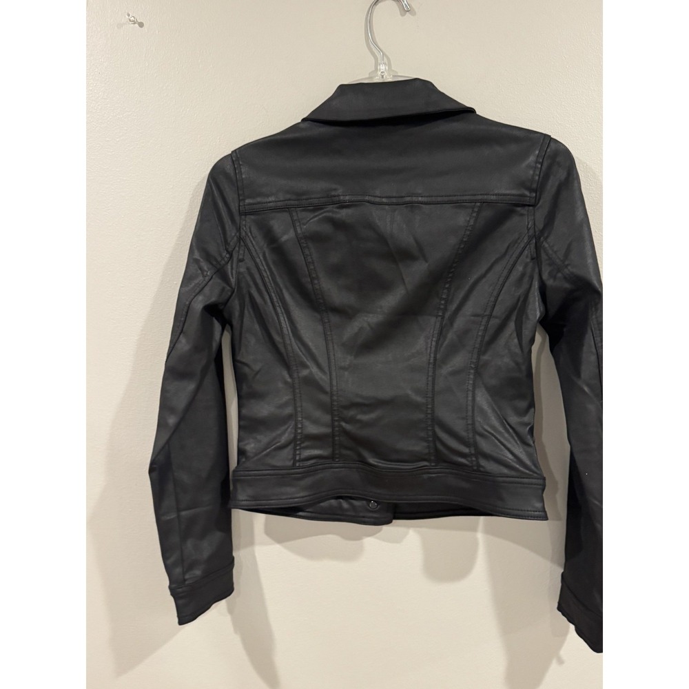White House Black Market Essential Moto Jacket Black Faux Leather 2P - Picture 6 of 8